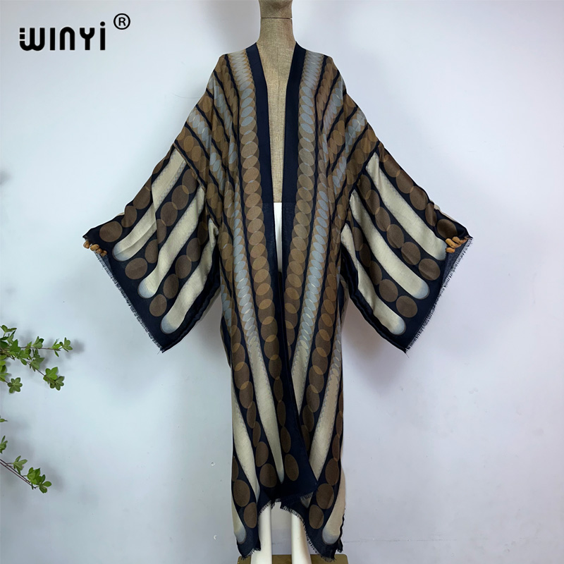 Kaftan Women Boho - WINYI Kimono Estivo con Stampa Geometrica,