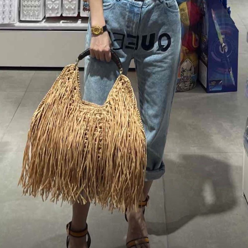 Borsa tote in paglia con frang - Ethnic Fashion Designer recensione e prezzo