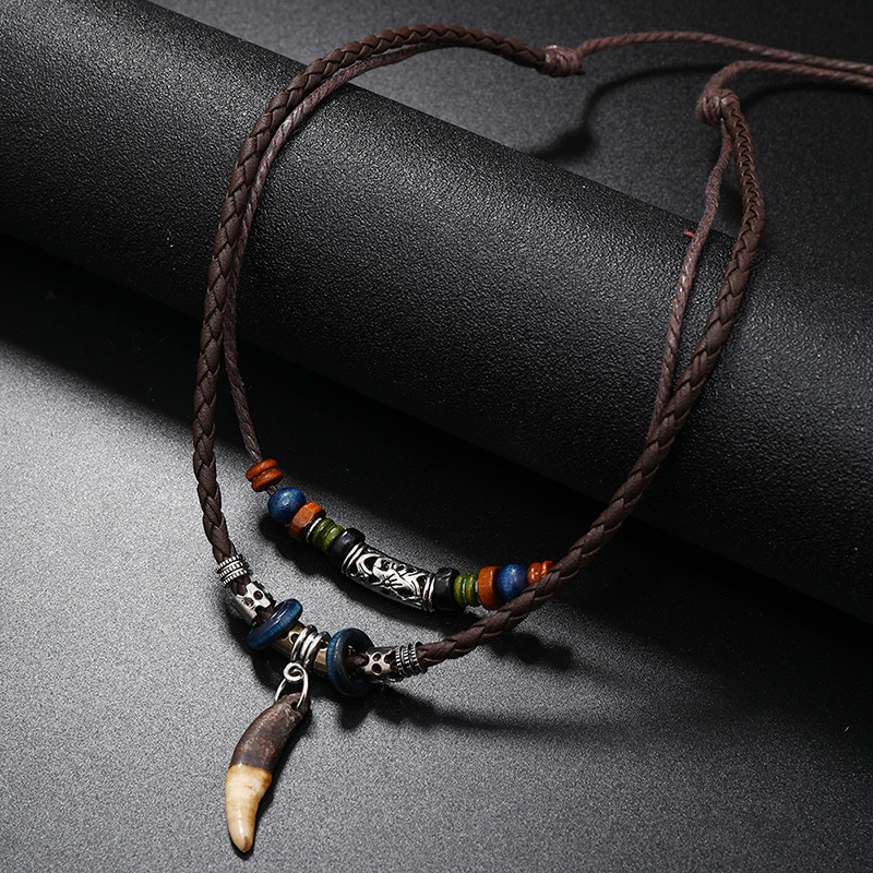 Collana in pelle intrecciata a - Ethnic Fashion Pk recensione e prezzo